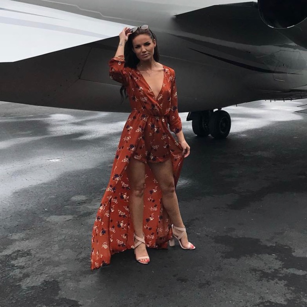 Burnt Orange Romper with long back